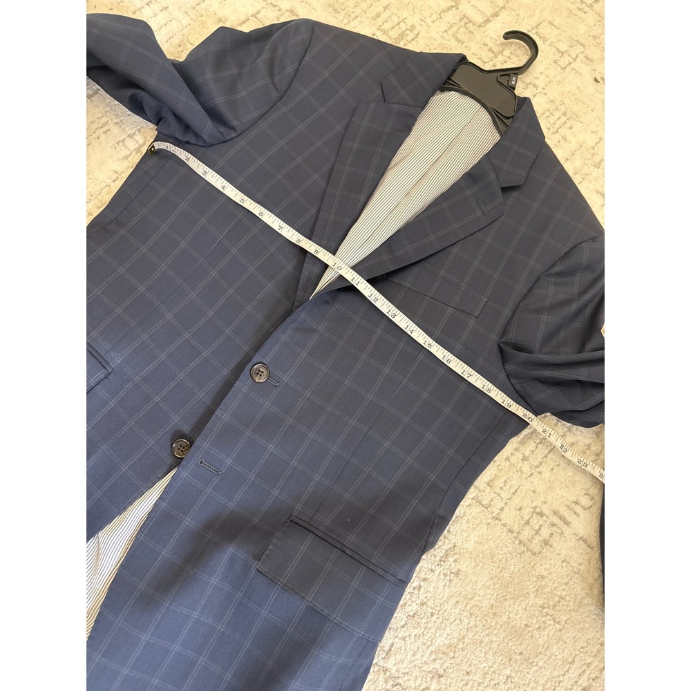 Todd Snyder Mayfair Fit Navy Blue Windowpane Plaid Wool Blazer Sport Coat 38R - Picture 9 of 10